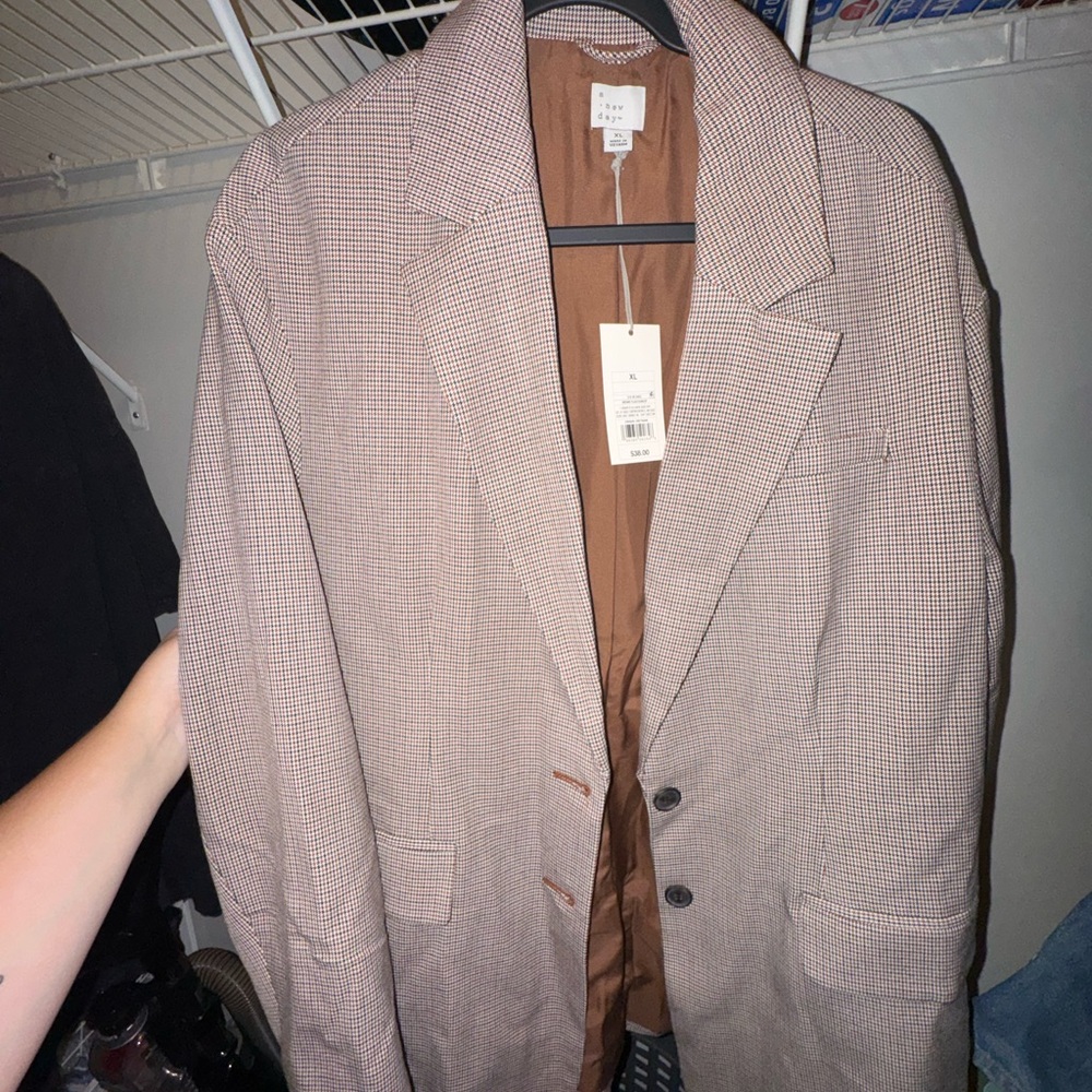 A New Day Brown Checkered Blazer